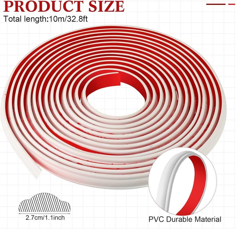 Innconee 32.8ft x 1.1 Inch Flexible Peel and Stick Molding Trim for Wall, Baseboard, Backsplash, Tile Edge, Chair Rail, Mirror-self Adhesive Trim for Bathroom Wall Door Floor Corner Window, White - Image 2